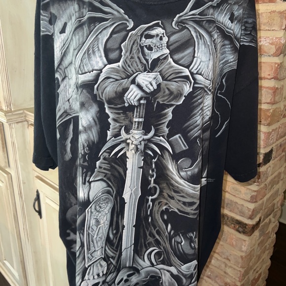 Liquid Blue Other - Vintage 2007 Gravestone Reaper Black & White Graphic All Over T Shirt Men’s 2X